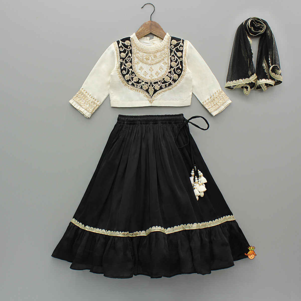 Pre Order: Exquisite Floral Embroidered Top With Lehenga And Dupatta