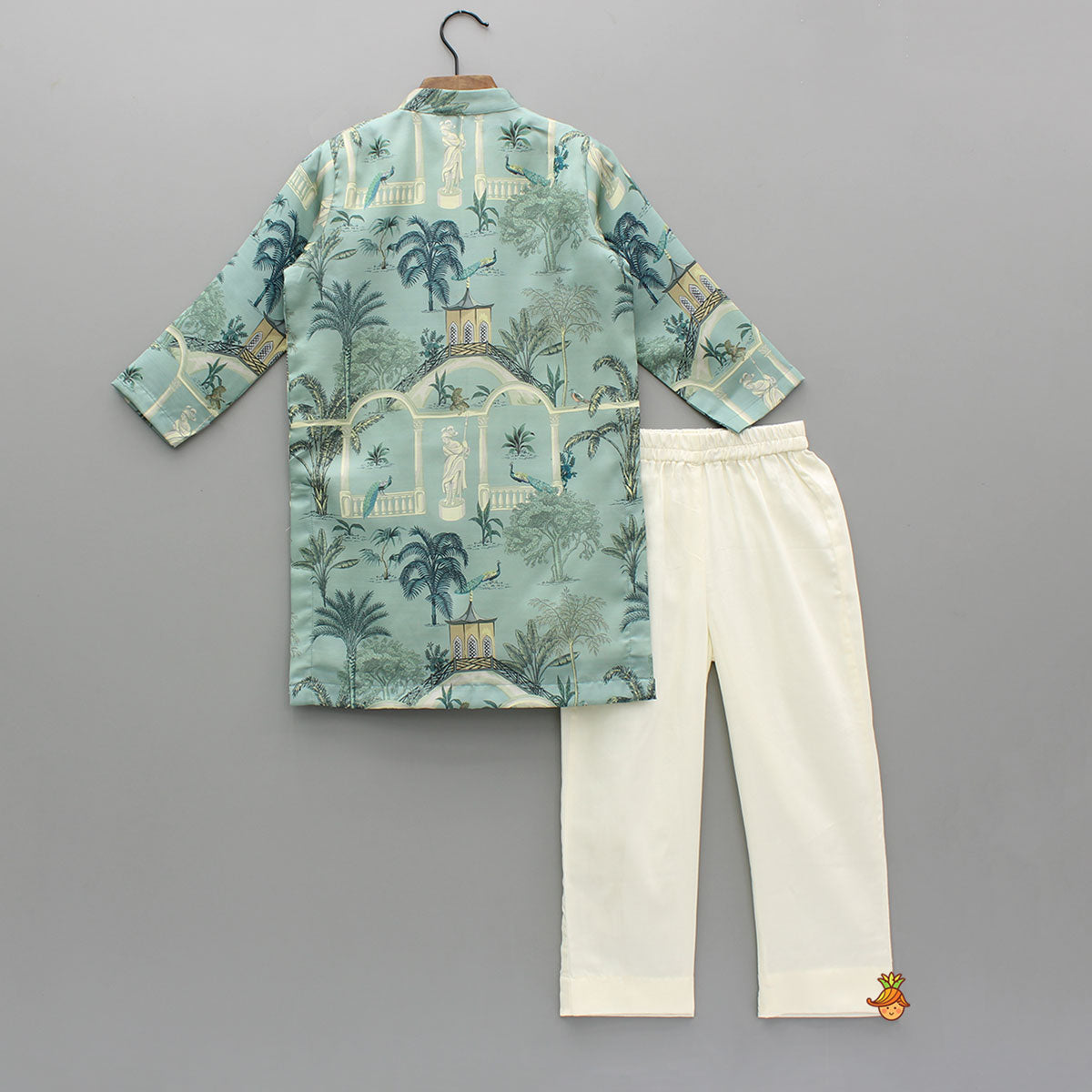 Pre Order: Digital Printed Green Kurta With Pyjama