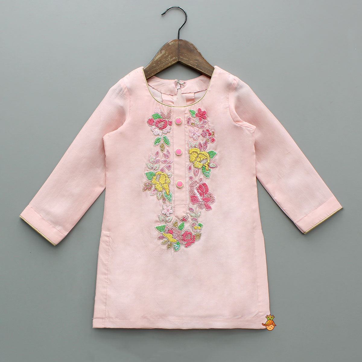 Pre Order: Gorgeous Floral Embroidered Kurti With Pleated Palazzo And Dupatta