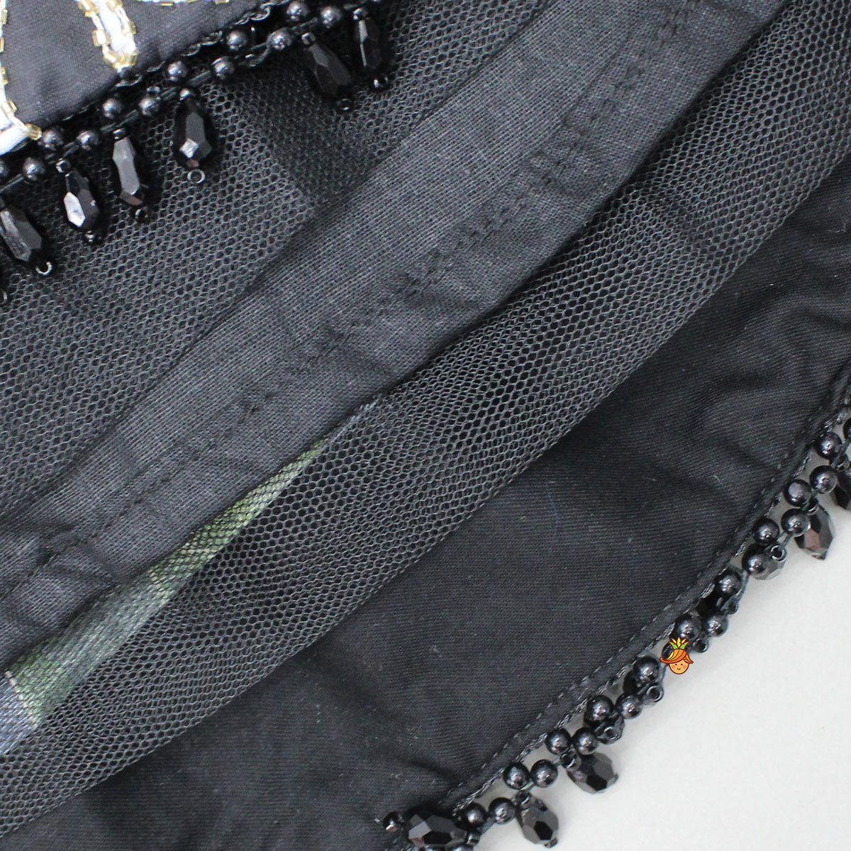 Pre Order: Black Tropical Print Strappy Top With Lehenga