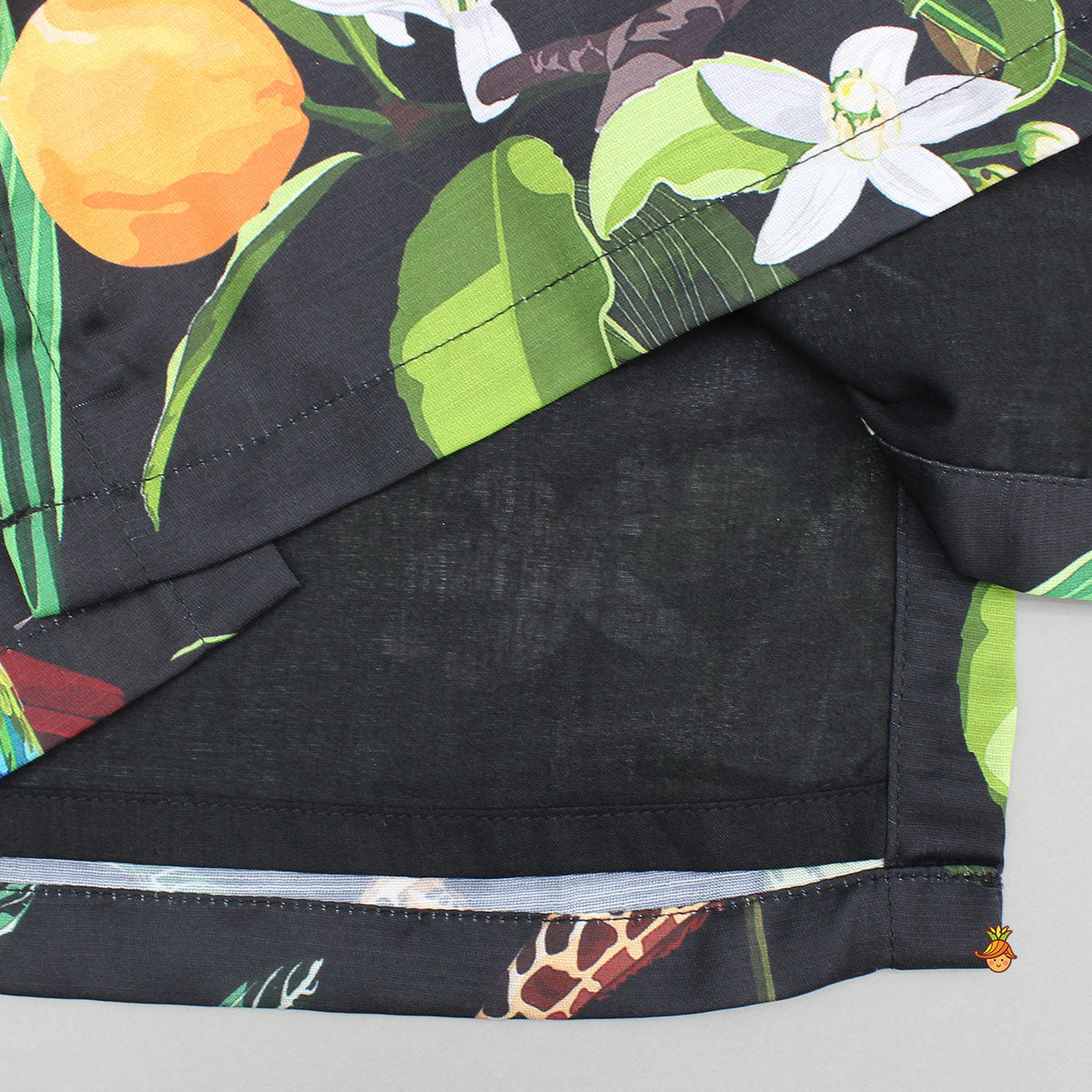Pre Order: Black Jungle Safari Printed Kurta With Pyjama