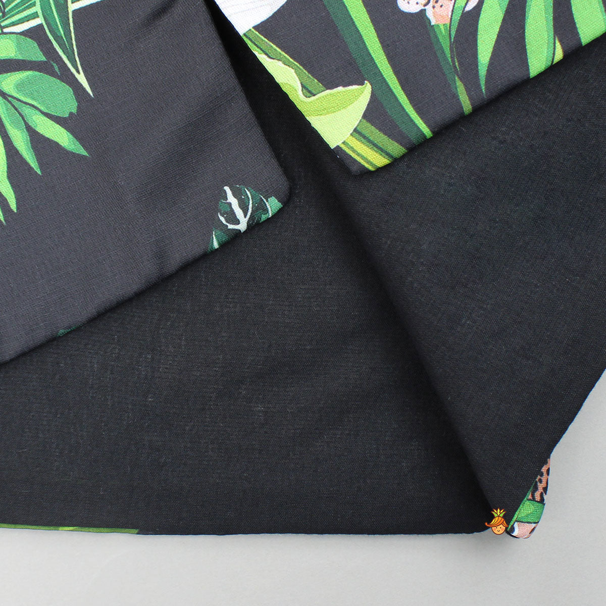 Pre Order: Black Kurta With Safari Printed Jacket And Pyjama