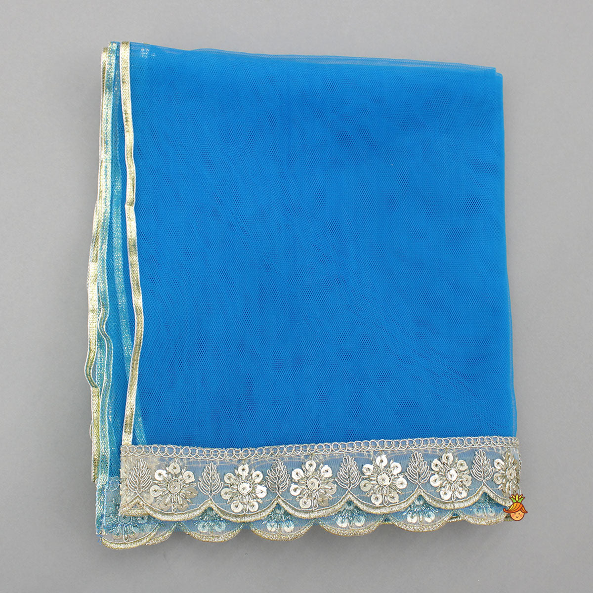 Pre Order: Blue Bandhani Printed Top With Lehenga And Dupatta