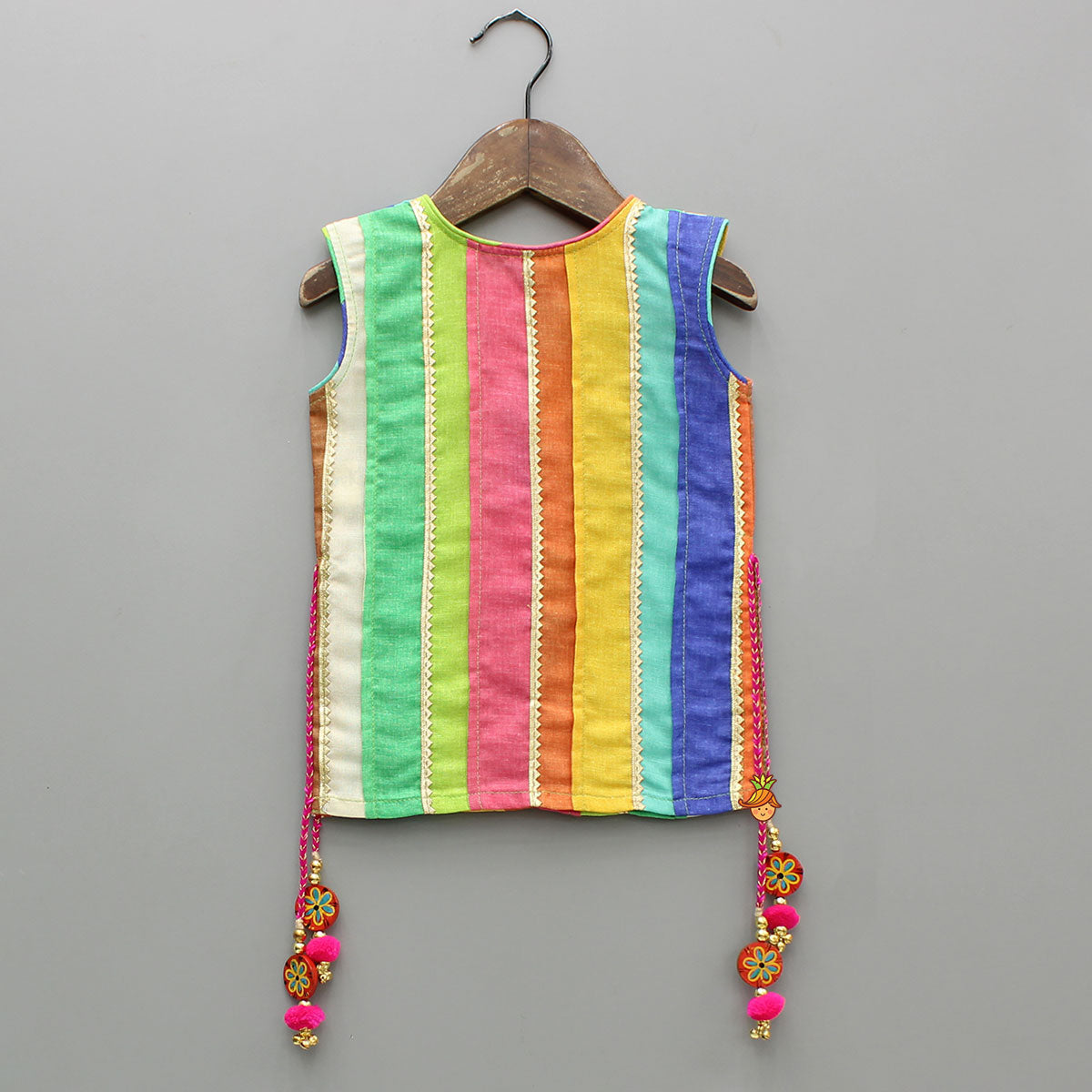 Pre Order: Multicoloured Stylish Kurta With Green Lehenga And Matching Bag