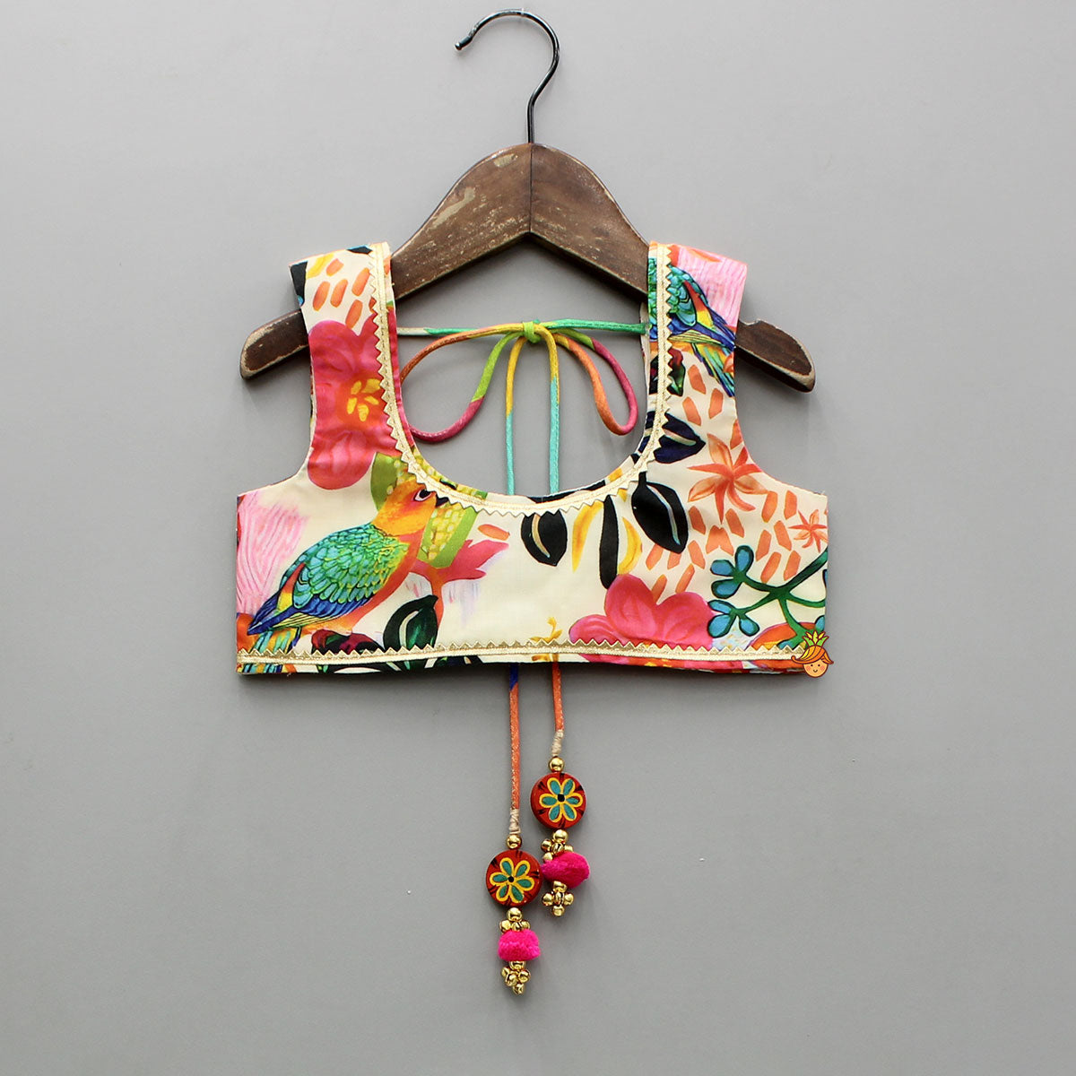 Pre Order: Multicoloured Stylish Kurta With Green Lehenga And Matching Bag