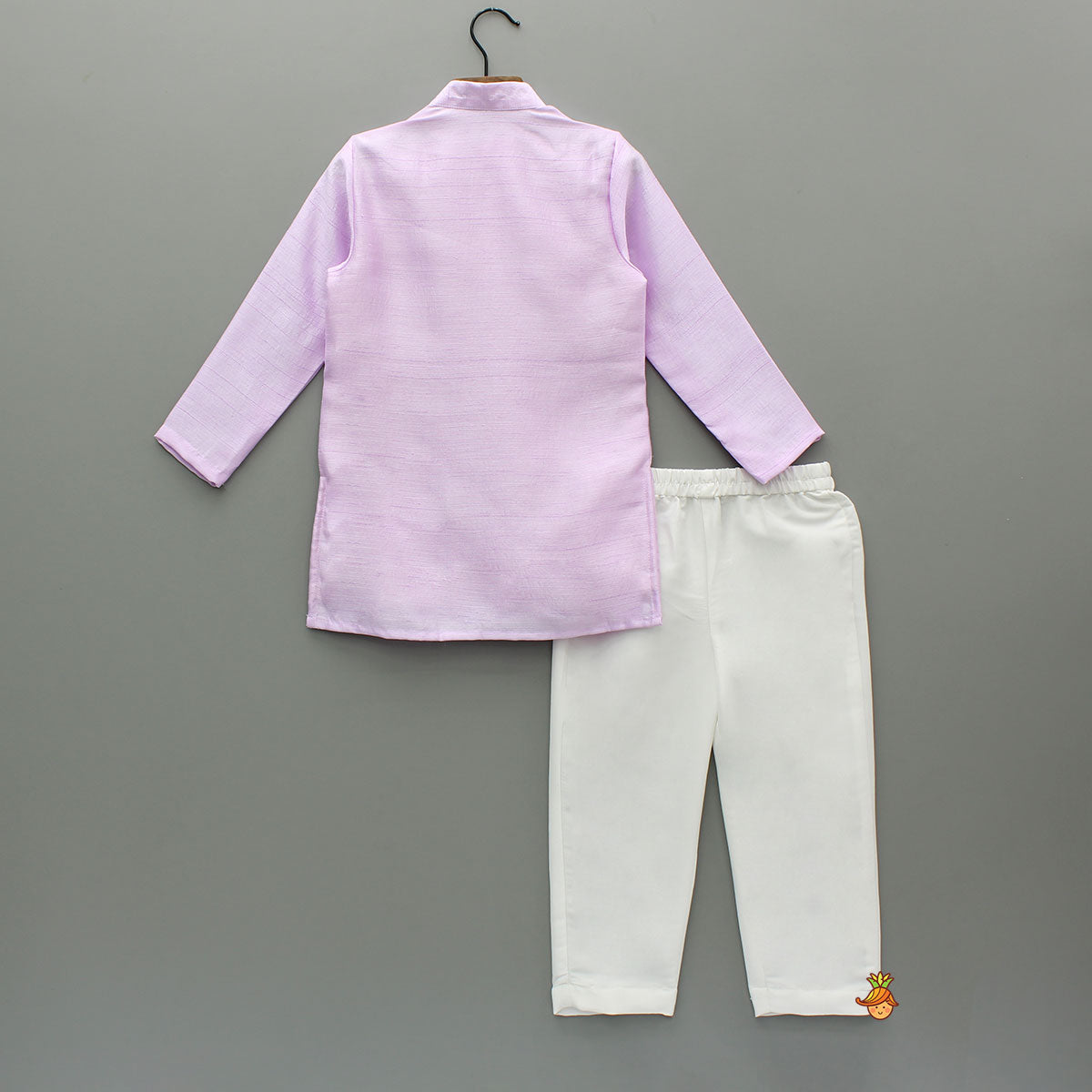 Pre Order: Floral Embroidered Lilac Kurta With Pyjama