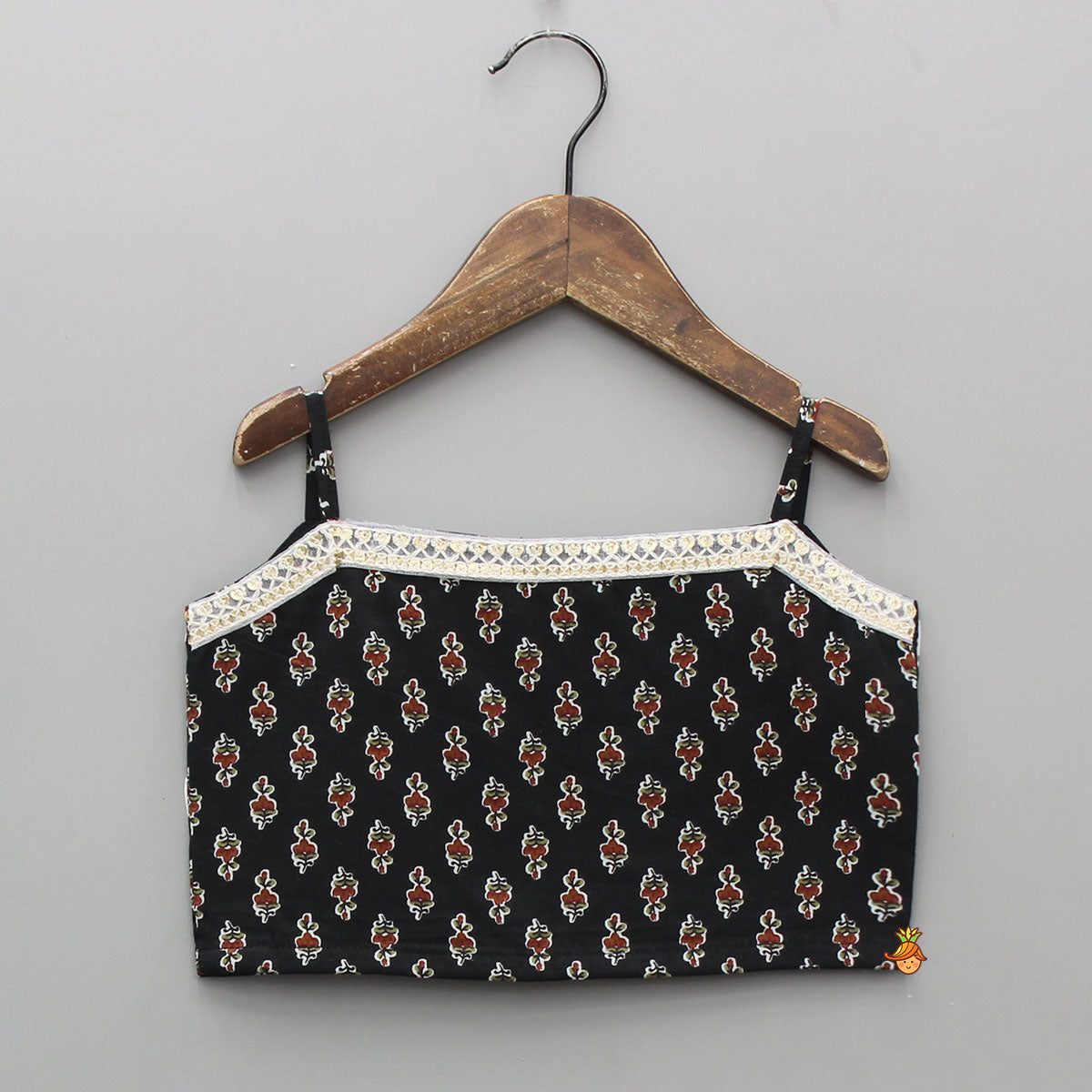 Pre Order: Strappy Printed Top With Sleeveless Peplum Kurti And Sharara