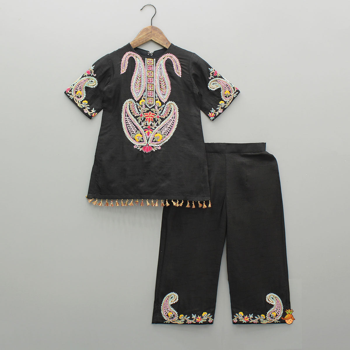 Pre Order: Embroidered Black Beautiful Kurti With Pant