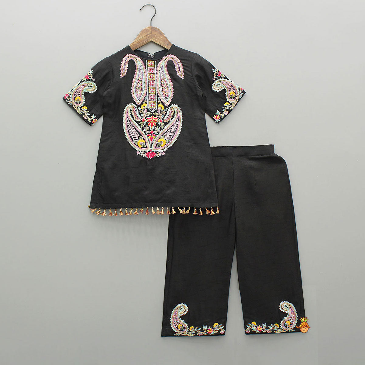 Pre Order: Embroidered Black Beautiful Kurti With Pant