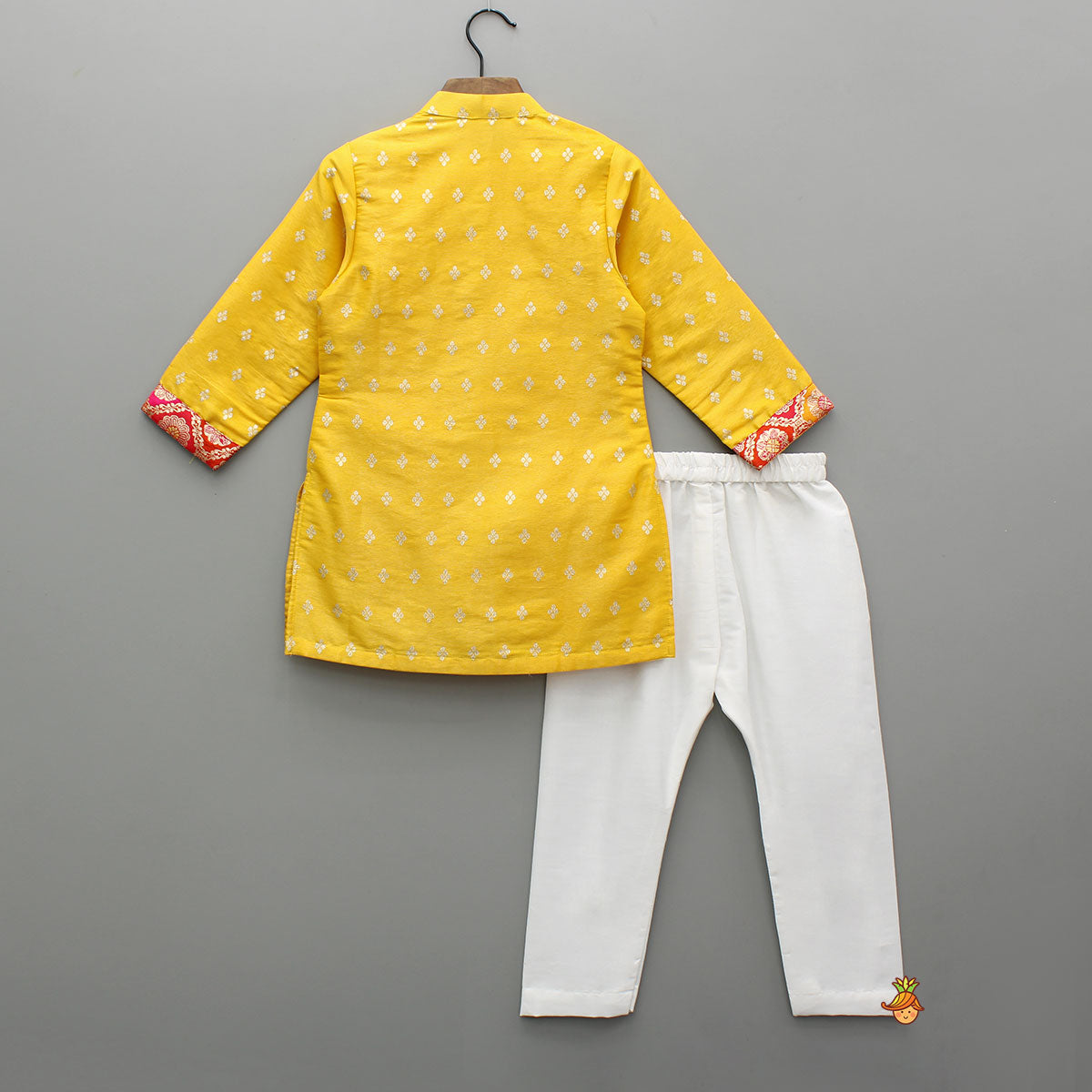 Pre Order: Yellow Sheen Brocade Silk Kurta With Pyjama