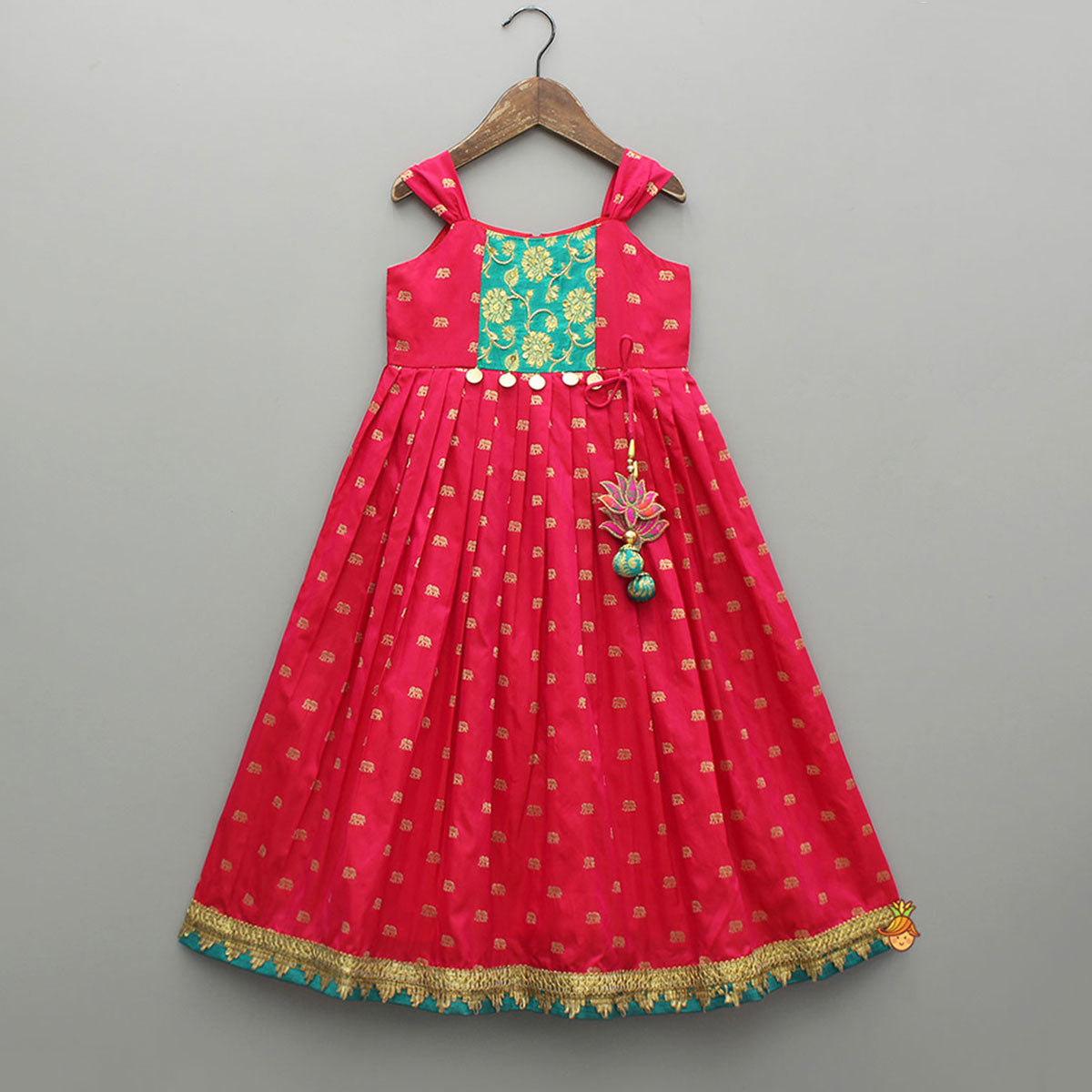 Pre Order: Banarasi Brocade Pink Dress