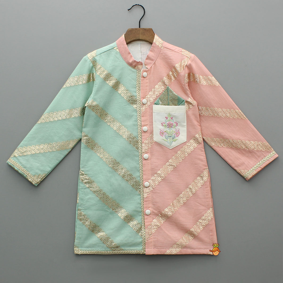 Pre Order: Stylish Dual Toned Embroidered Kurta With Pyjama