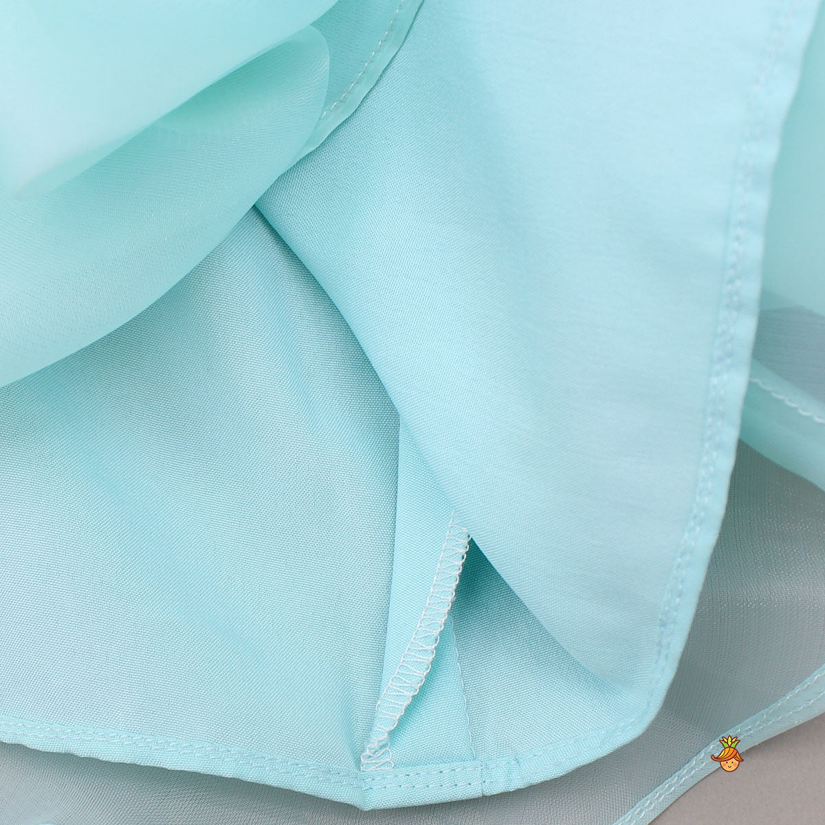 Pre Order: Fabric Flowers Embellished Blue Dress