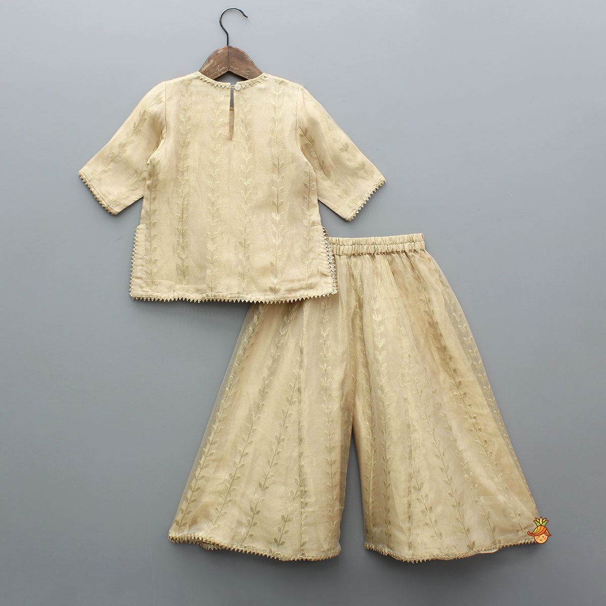 Pre Order: Elegant Floral Detailed Tissue Kurti With Palazzo
