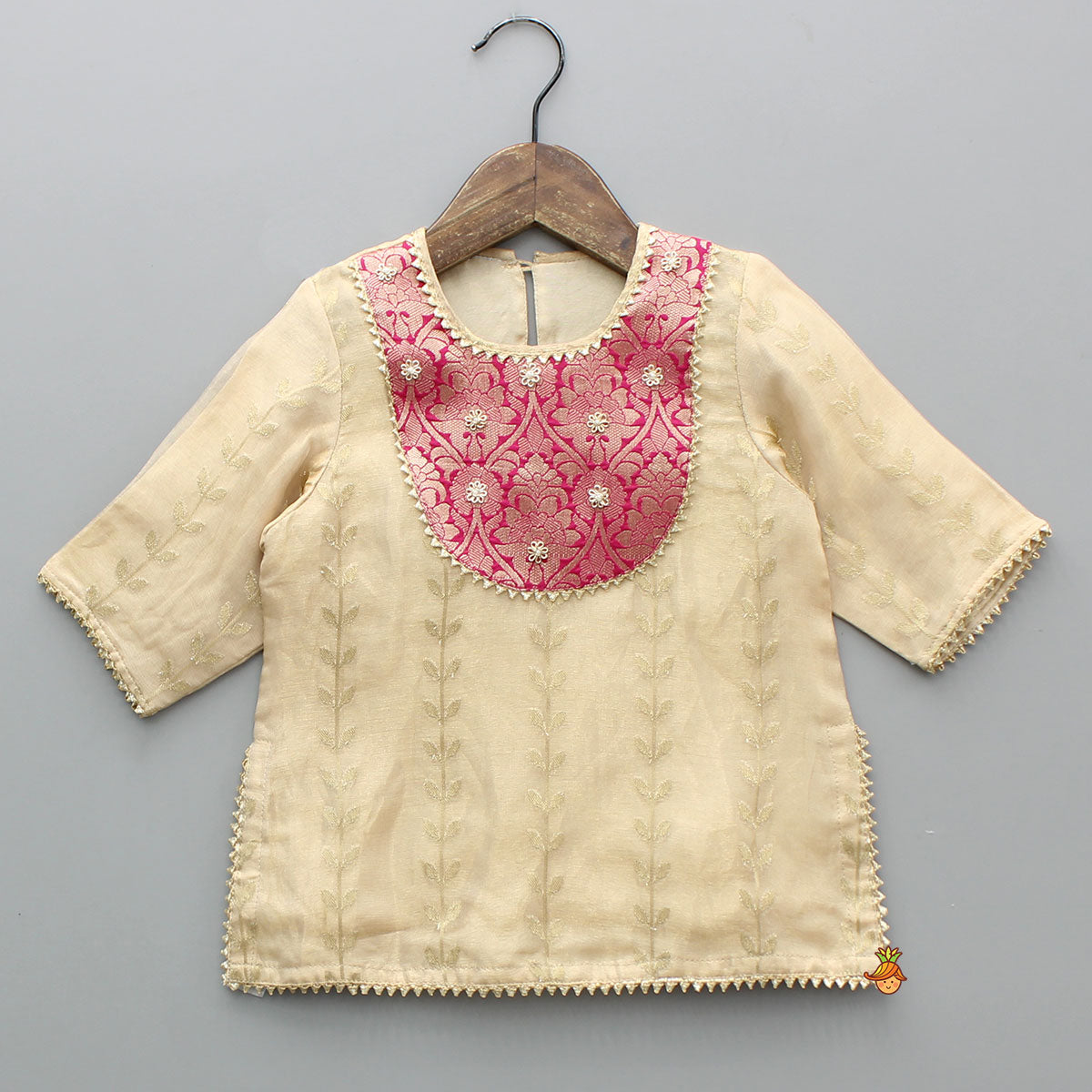 Pre Order: Elegant Floral Detailed Tissue Kurti With Palazzo