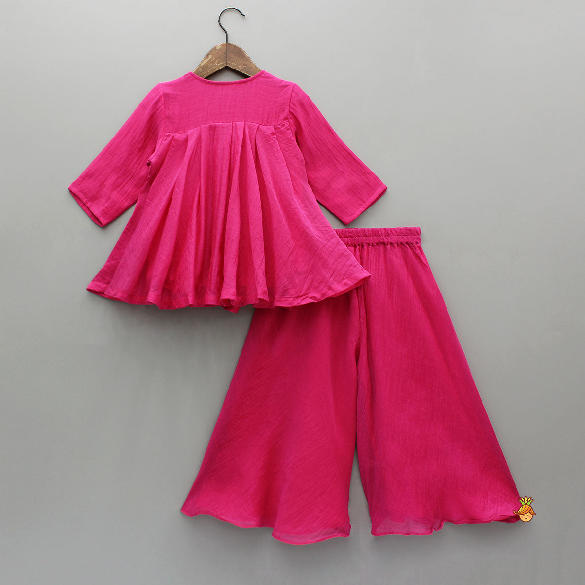 Pre Order: Pink Sequin Embellished Top With Flared Palazzo
