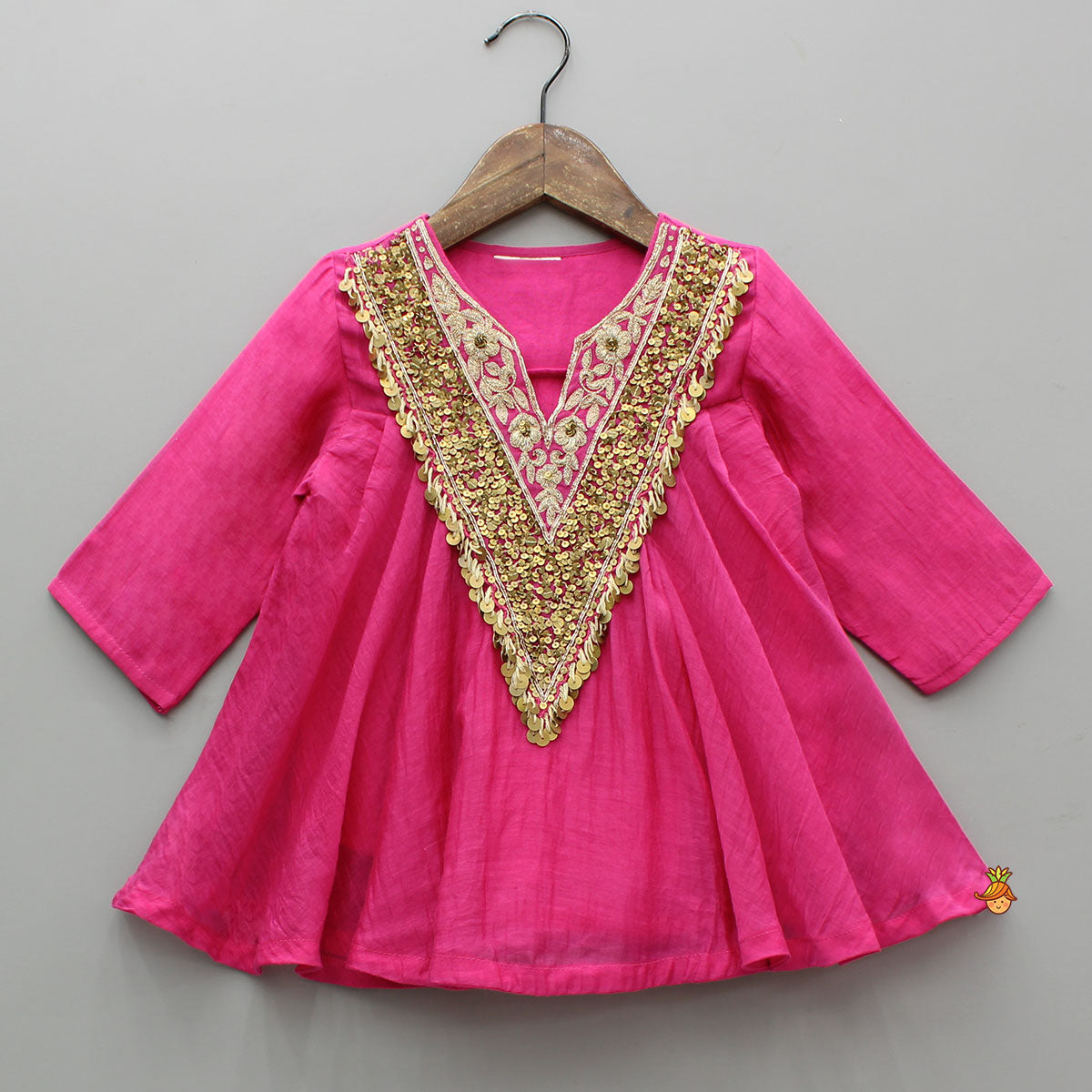 Pre Order: Pink Sequin Embellished Top With Flared Palazzo