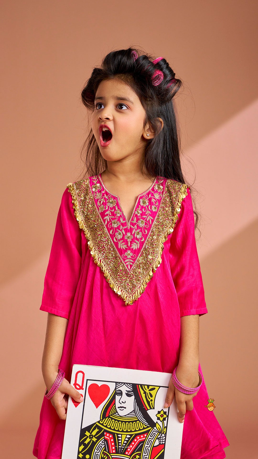 Pre Order: Pink Sequin Embellished Top With Flared Palazzo