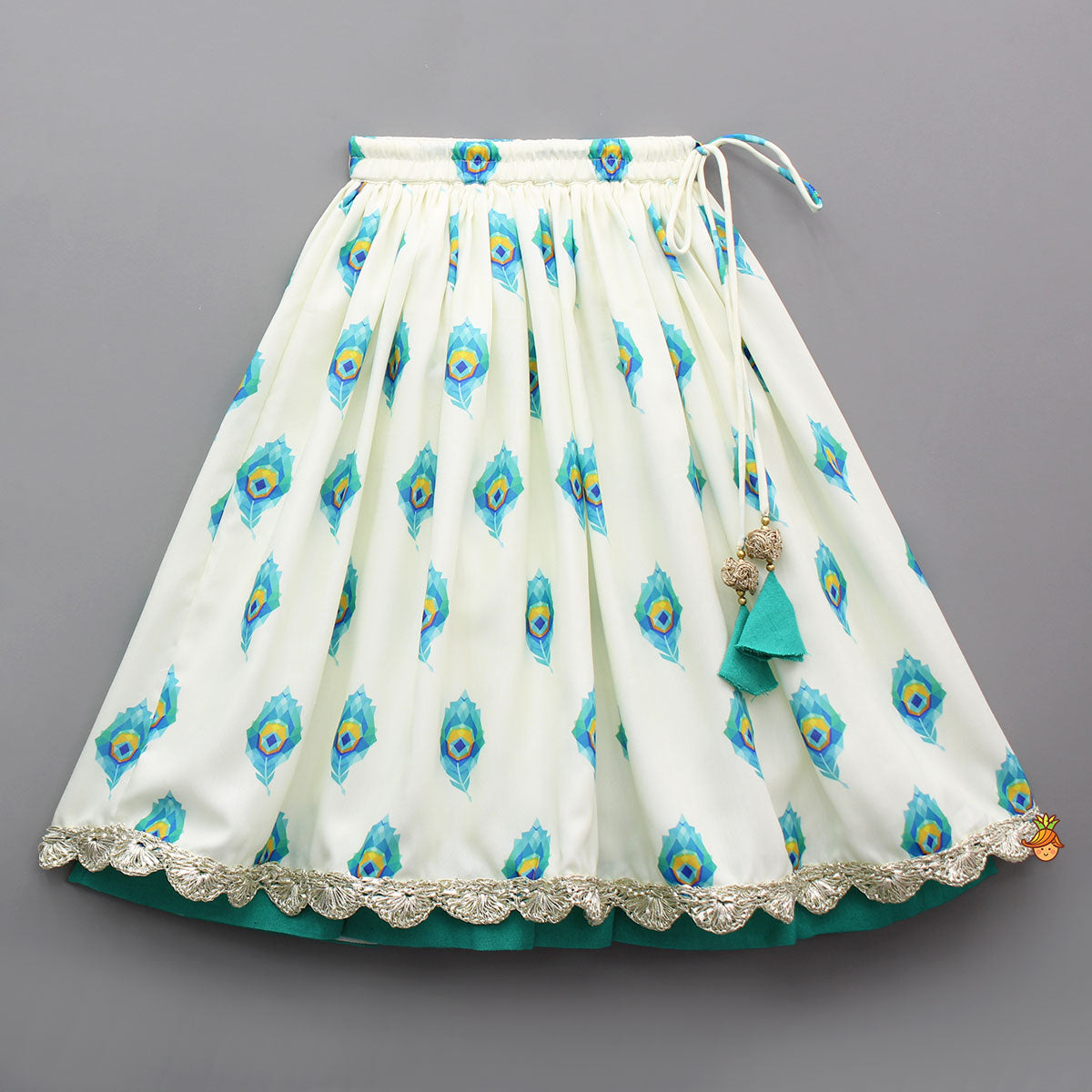 Pre Order: Mor Pankh Digital Print Top With Lehenga