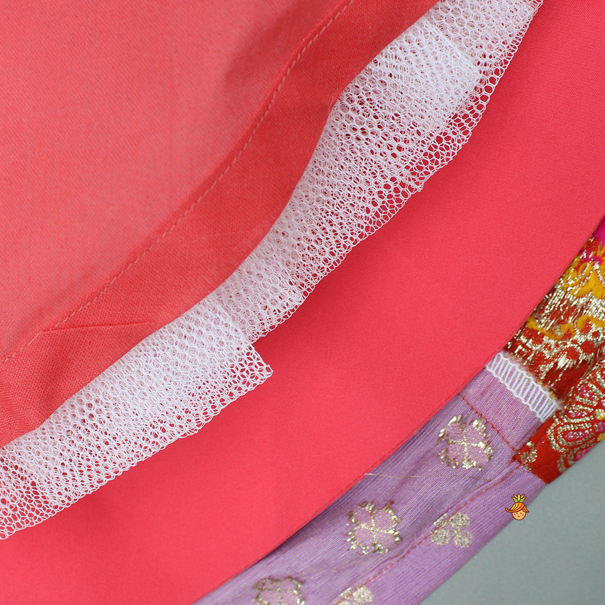 Pre Order: Multicolour Strappy Brocade Top With Panelled Lehenga And Dupatta