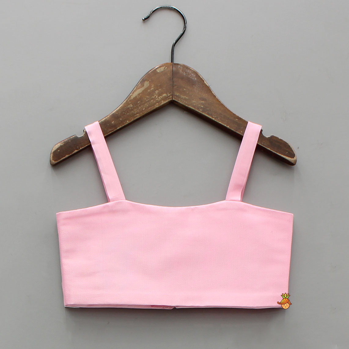 Pre Order: Stylish Pink Crop Blazer Style Top With Flared Lehenga