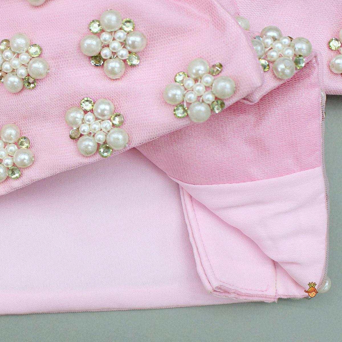 Pre Order: Stylish Pink Crop Blazer Style Top With Flared Lehenga