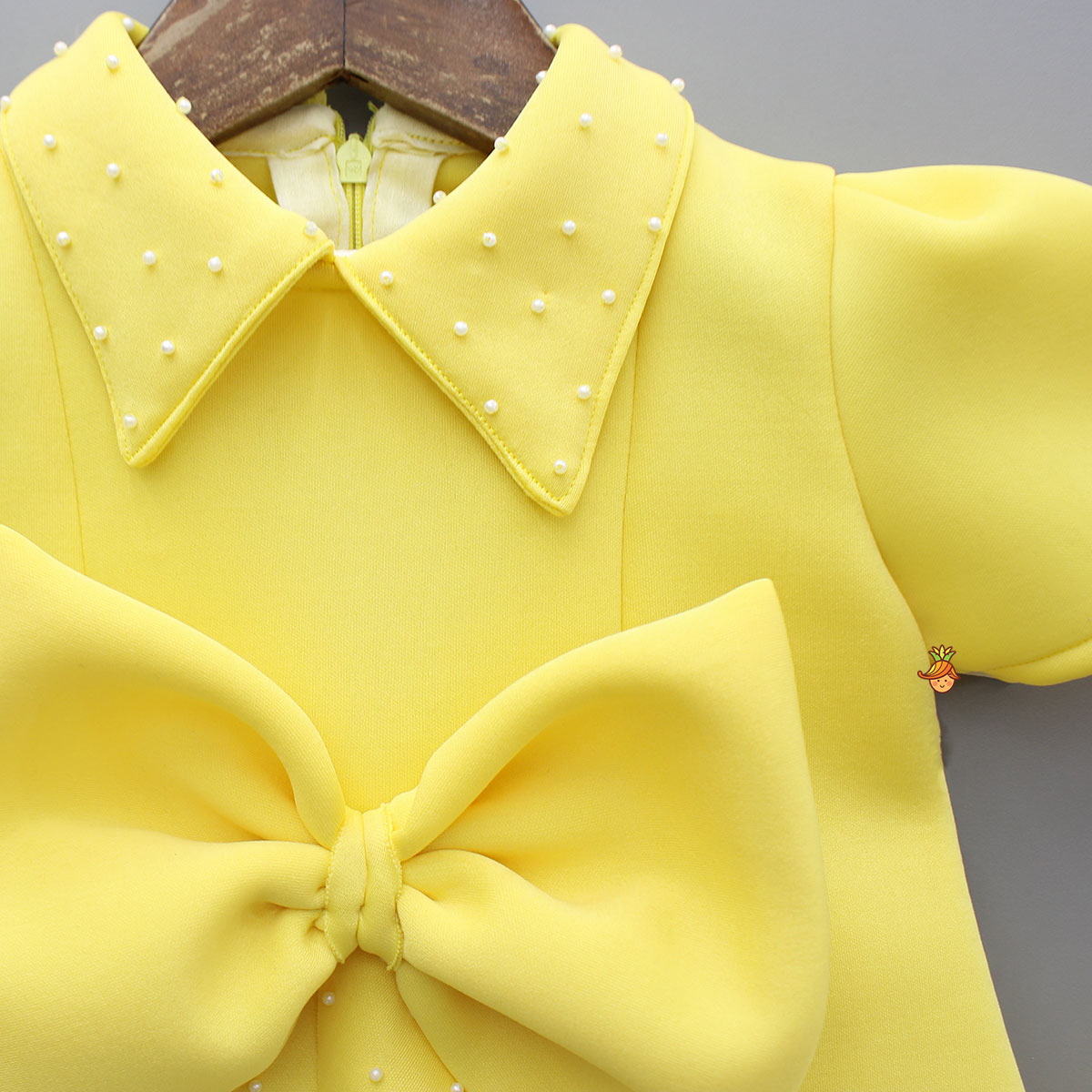 Pre Order: Yellow Collared Stylish Bow Dress