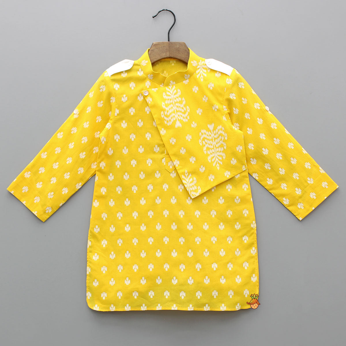 Pre Order: Yellow Stylish Kurta With White Dhoti