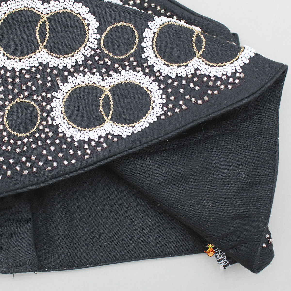 Pre Order: Black Hand Embroidered Top With Polka Dot Palazzo