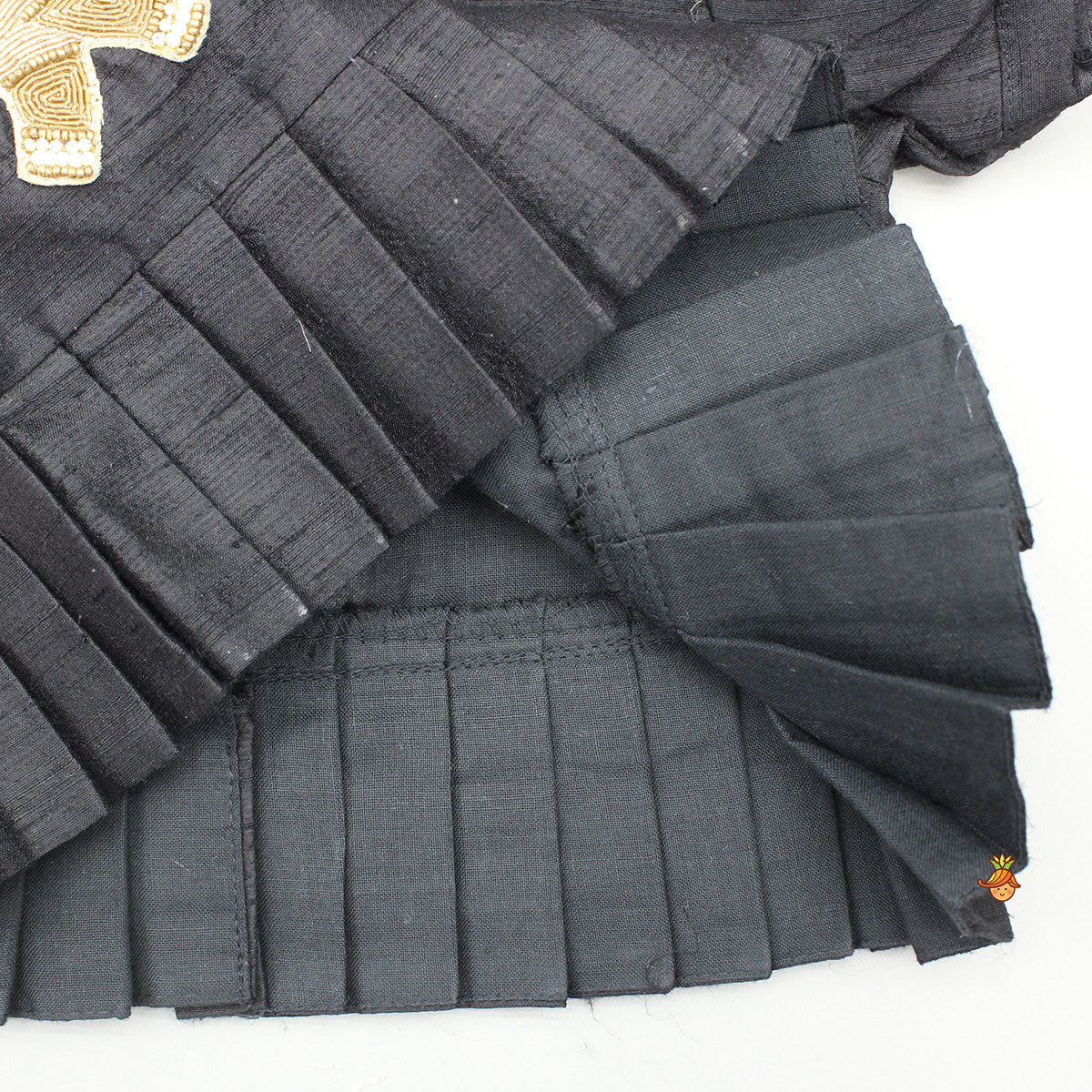 Pre Order: Elegant Elephant Embroidered Black Top With Silk Lehenga