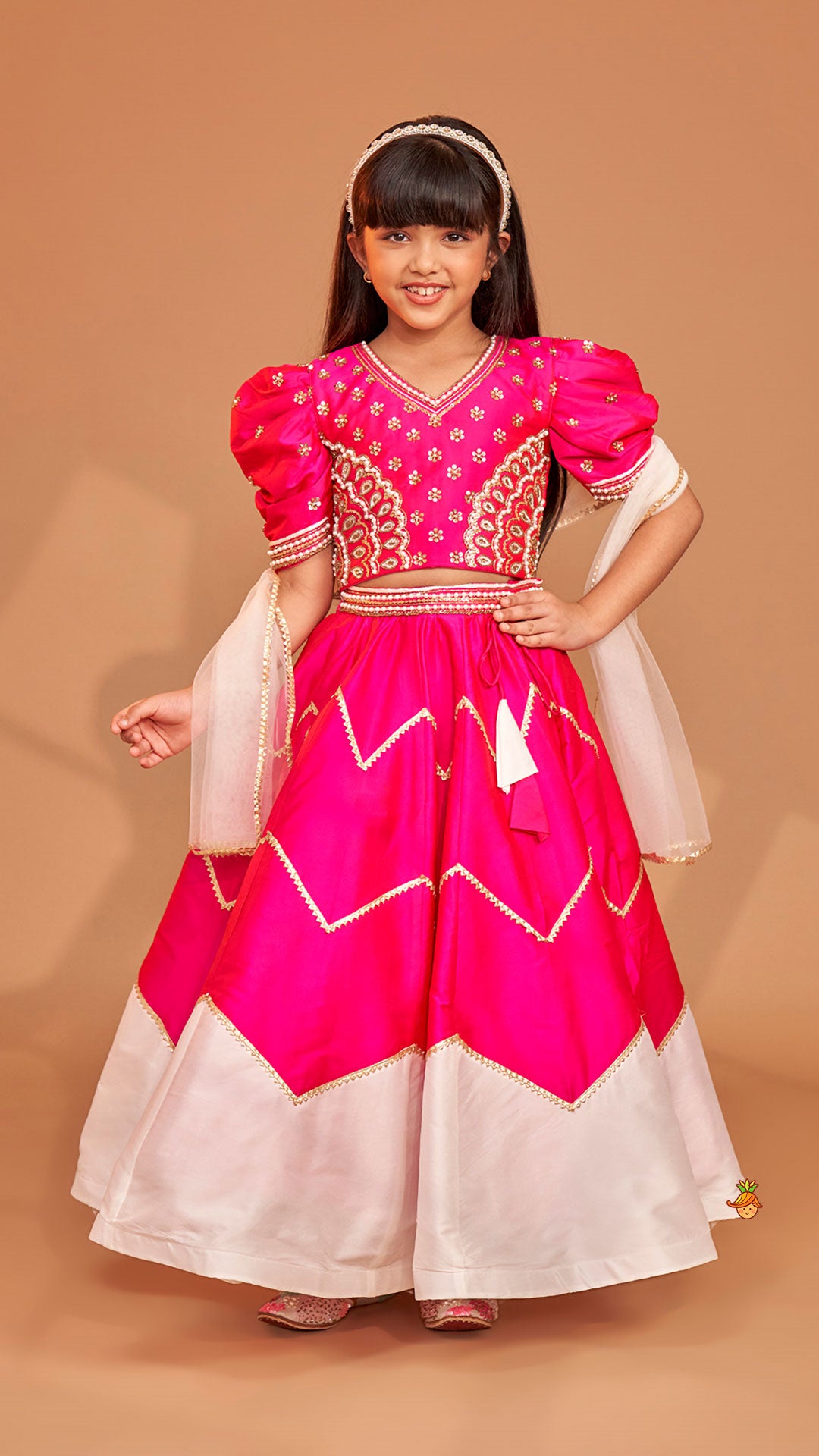 Pre Order: Pink Embroidered Top With Stylish Lehenga And Dupatta