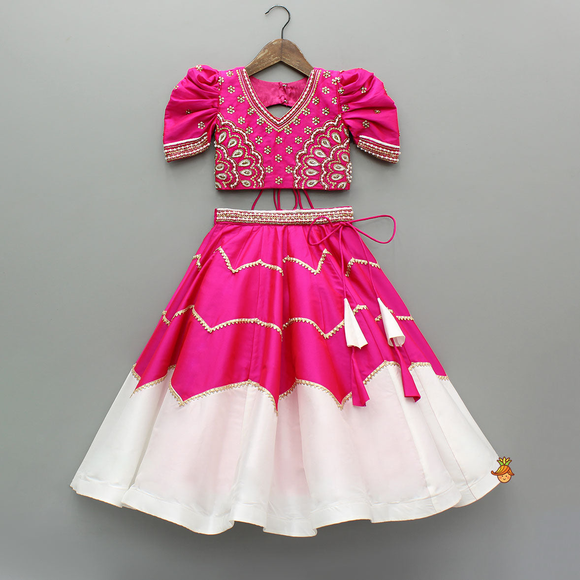 Pre Order: Pink Embroidered Top With Stylish Lehenga And Dupatta