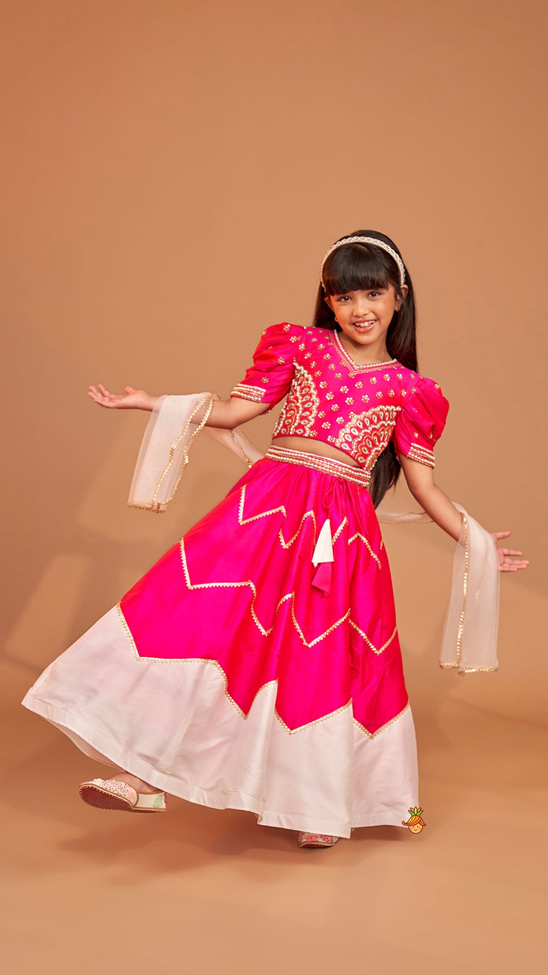 Pre Order: Pink Embroidered Top With Stylish Lehenga And Dupatta
