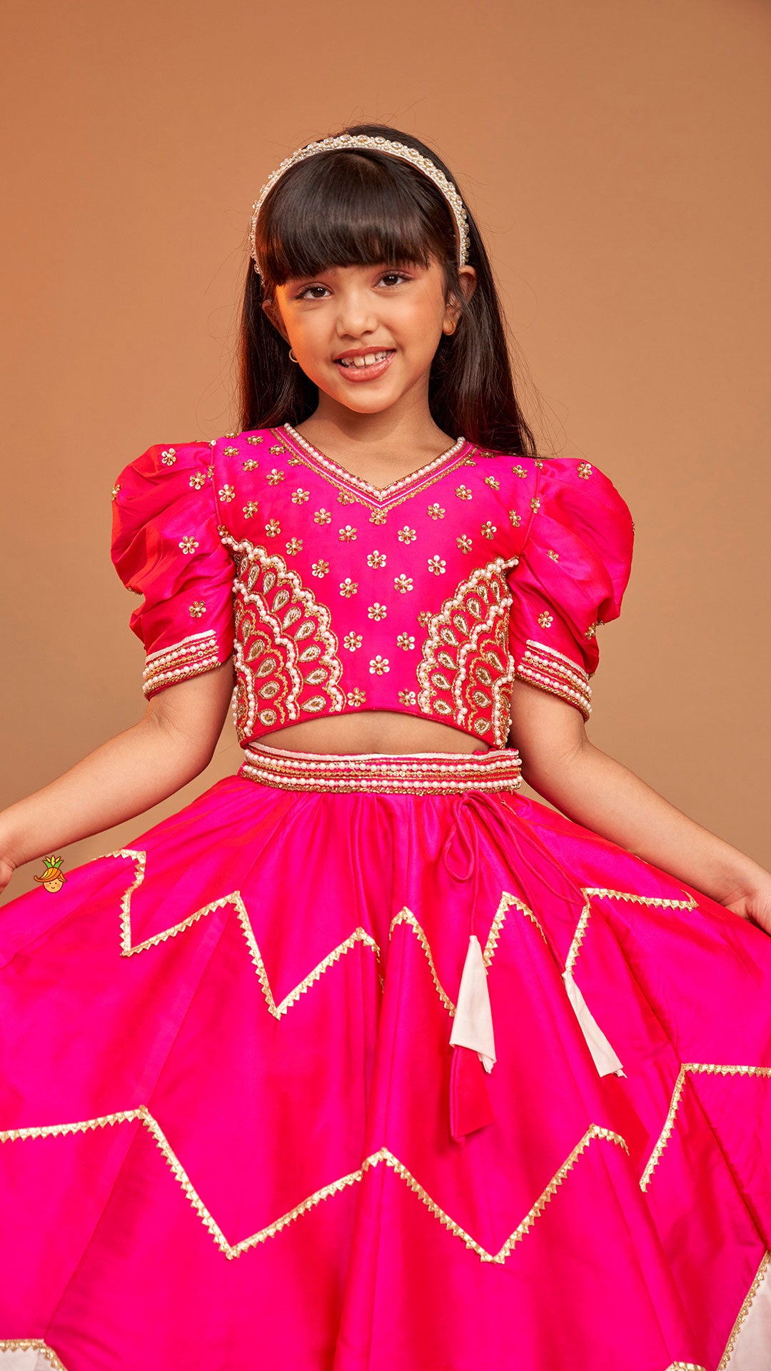 Pre Order: Pink Embroidered Top With Stylish Lehenga And Dupatta