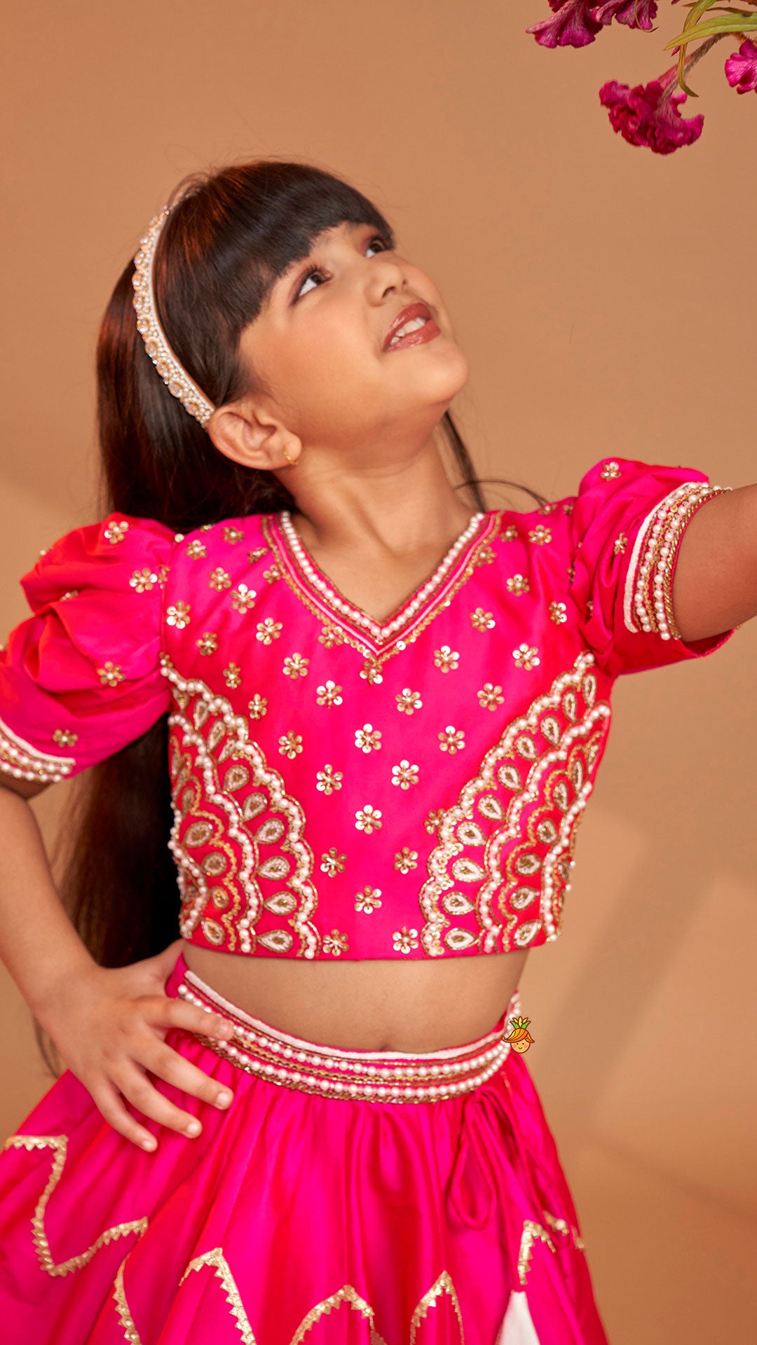 Pre Order: Pink Embroidered Top With Stylish Lehenga And Dupatta