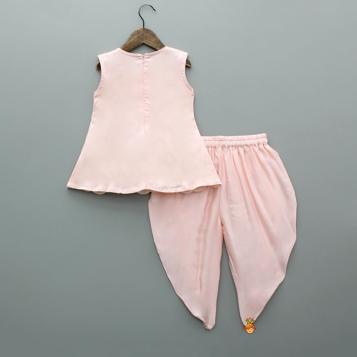 Pre Order: Pink Sequin Embellished Kurti With Dhoti And Dupatta