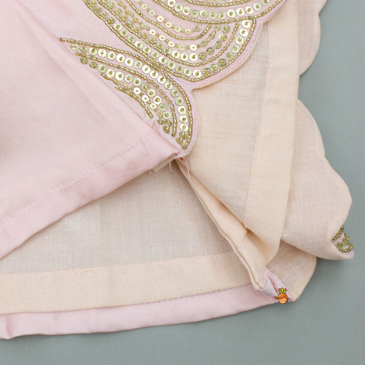 Pre Order: Pink Sequin Embellished Kurti With Dhoti And Dupatta