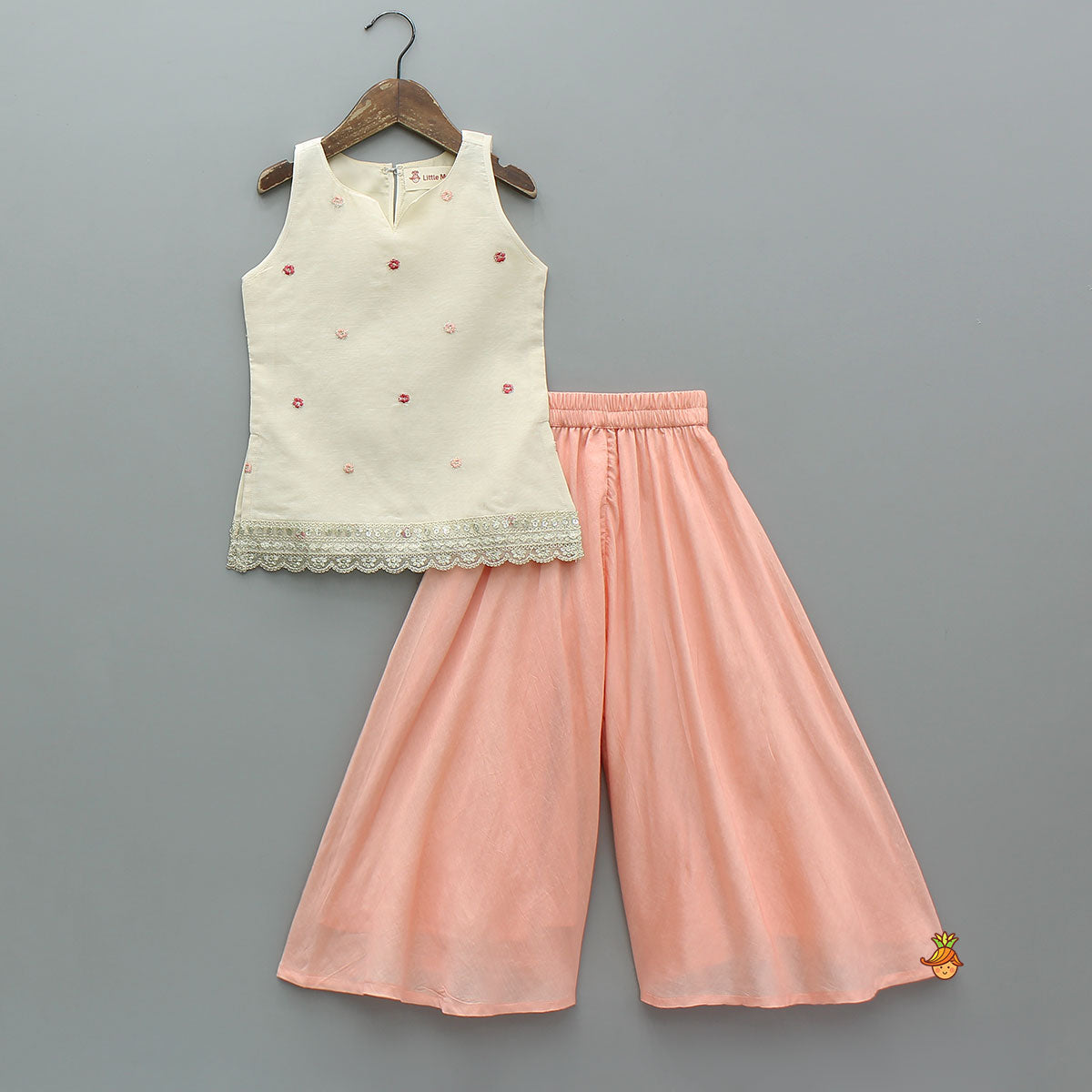 Booti Embroidered Kurti And Palazzo With Matching Dupatta
