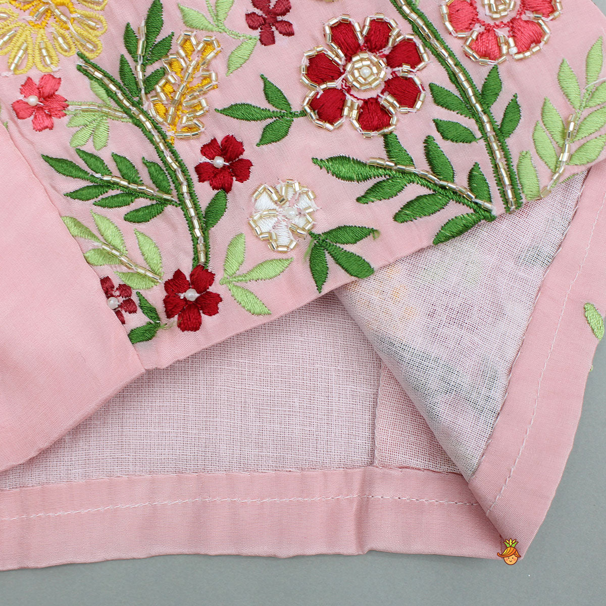 Pre Order: Beautiful Floral Embroidered Top With Asymmetrically Layered Lehenga