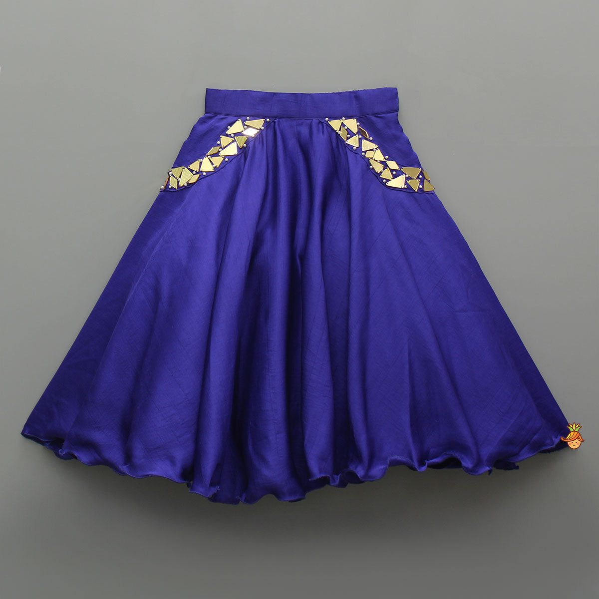 Pre Order: Purple Mirror Embellished Top And Flared Lehenga