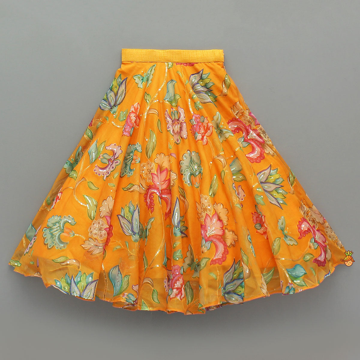 Pre Order: Stylish Floral Embellished Strappy Top And Floral Lehenga With Dupatta