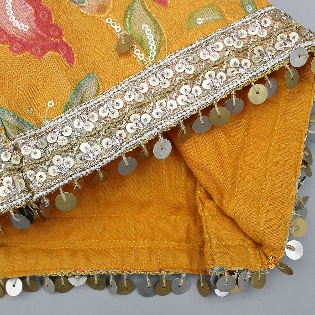 Pre Order: Stylish Floral Embellished Strappy Top And Floral Lehenga With Dupatta