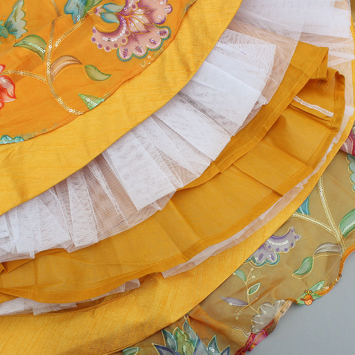 Pre Order: Stylish Floral Embellished Strappy Top And Floral Lehenga With Dupatta