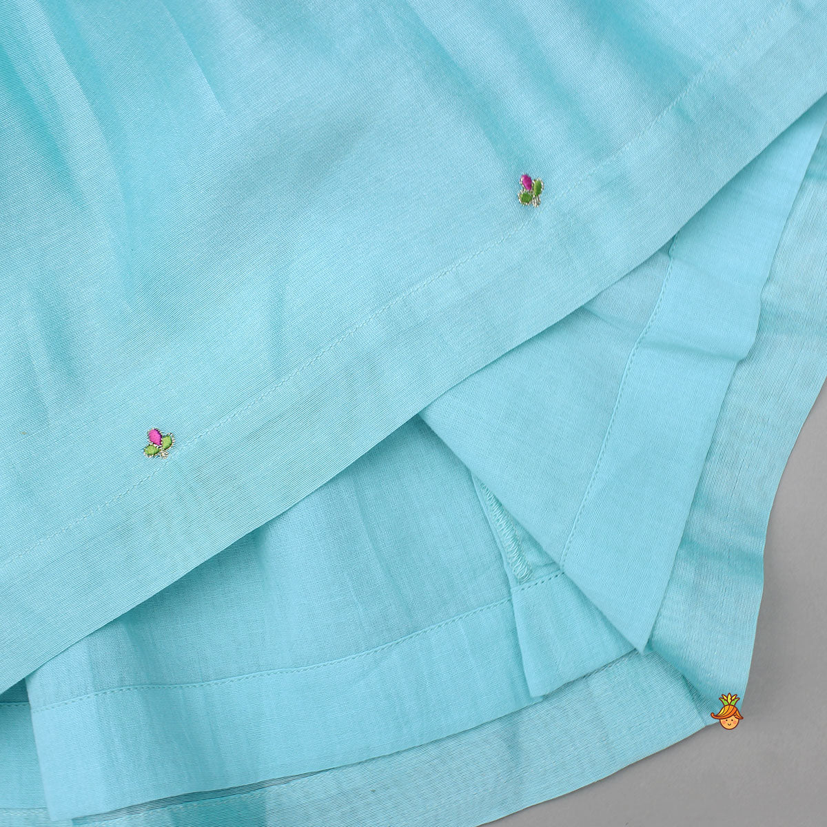 Pre Order: Blue Embroidered Kurti With Salwar And Dupatta