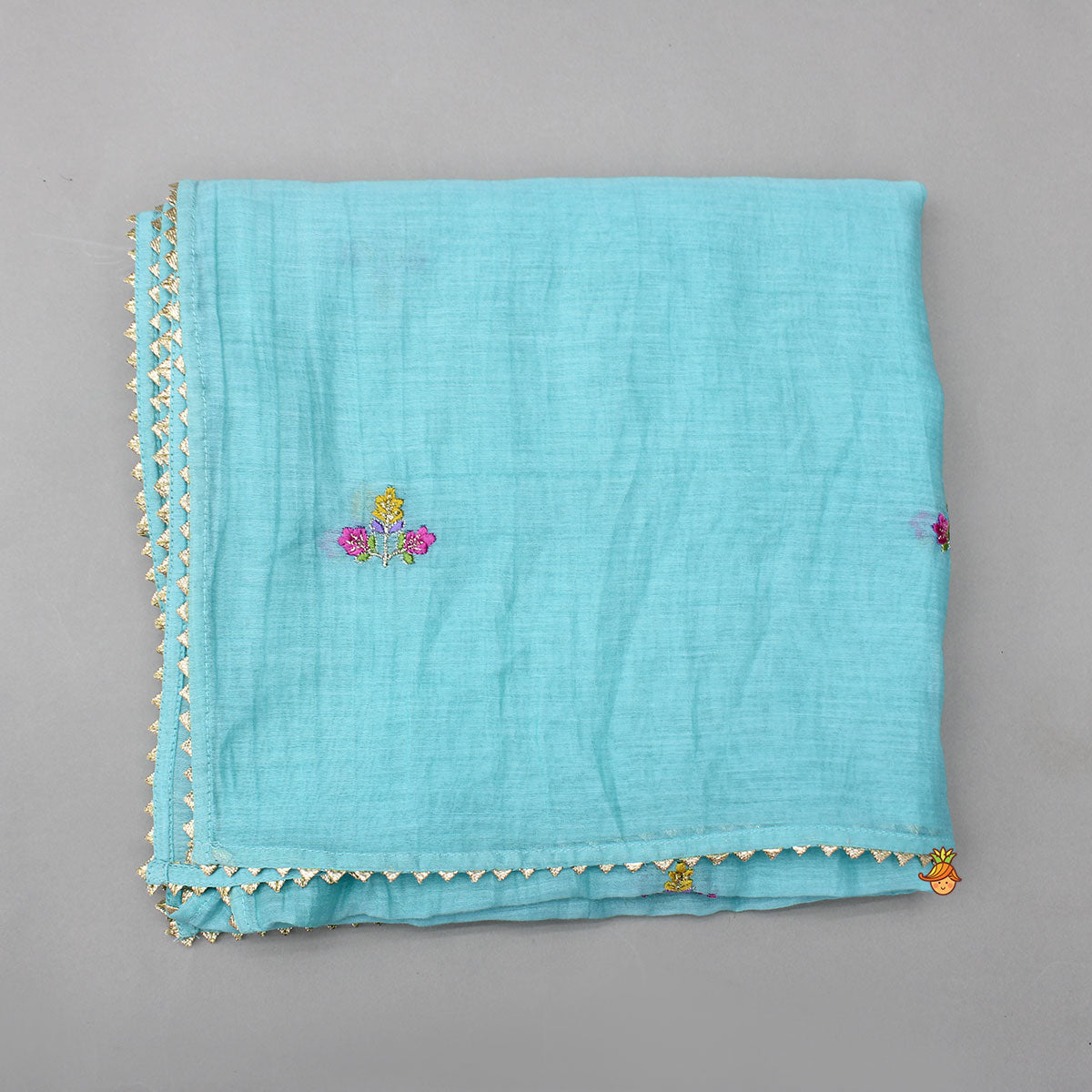 Pre Order: Blue Embroidered Kurti With Salwar And Dupatta