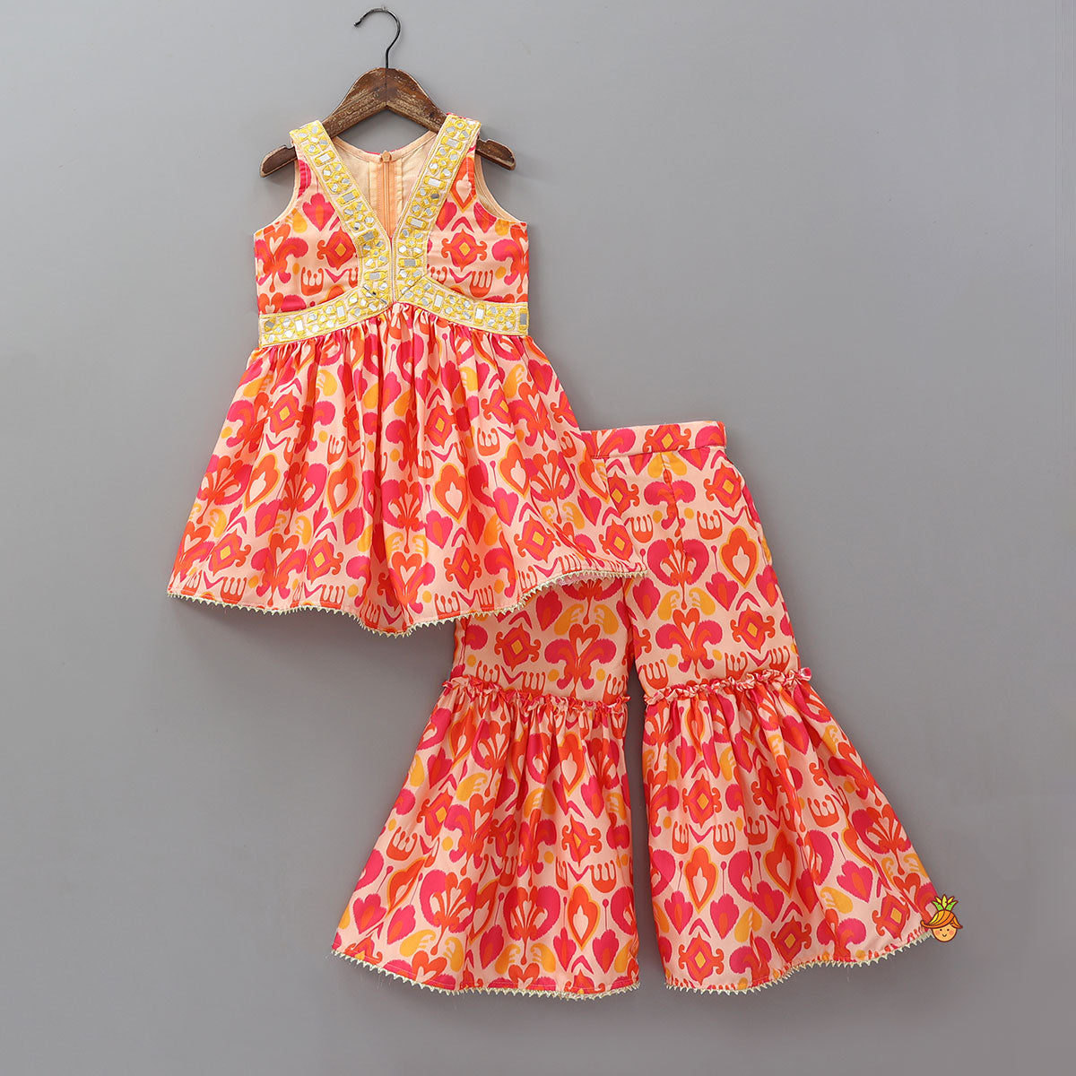 Pre Order: Sleeveless Peplum Kurti With Sharara