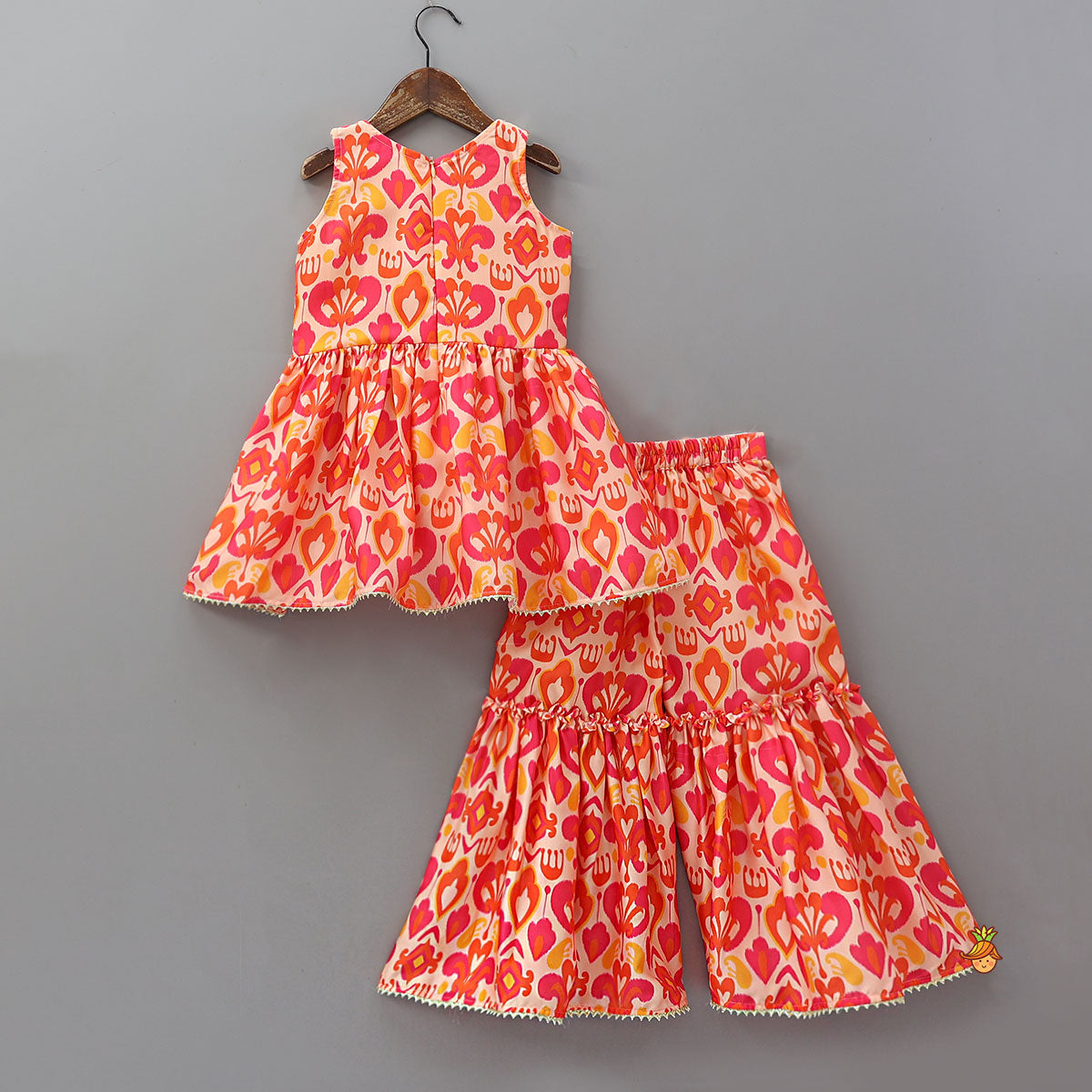 Pre Order: Sleeveless Peplum Kurti With Sharara