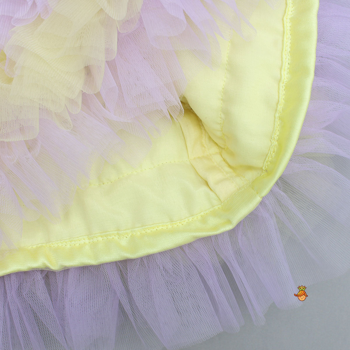 Pre Order: Gorgeous Yellow 3D Floral Applique Embellished Dress With Sling Bag