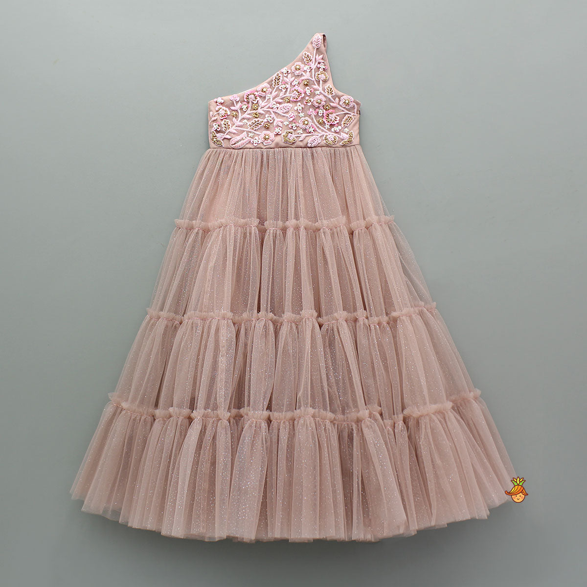 Pre Order: Radiant One Shoulder Embroidered Glittered Gown