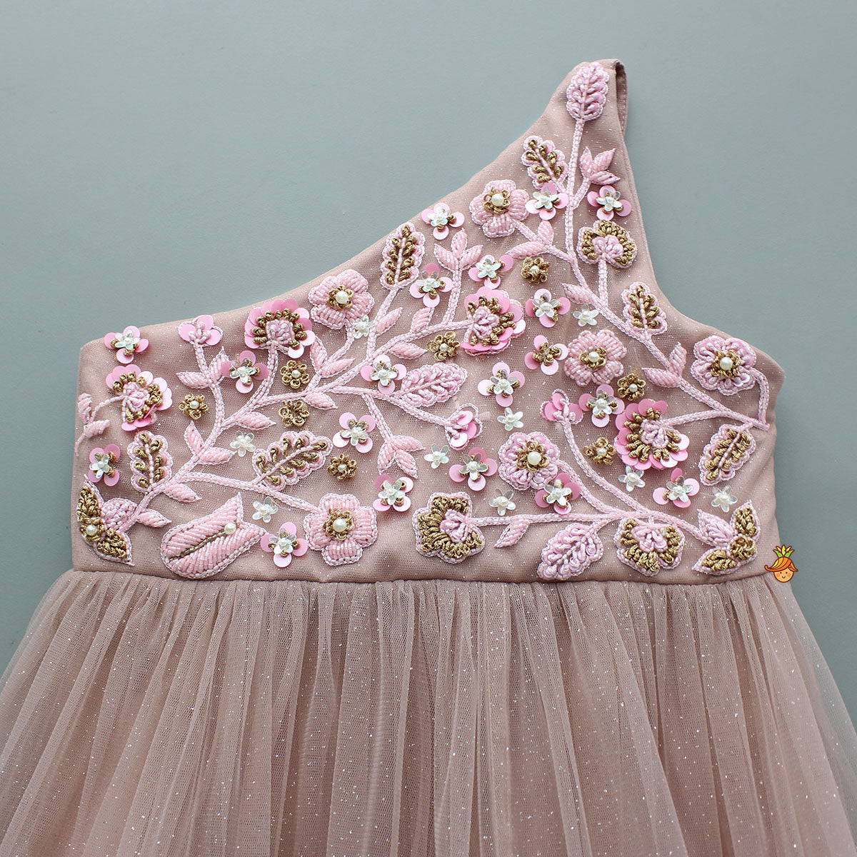Pre Order: Radiant One Shoulder Embroidered Glittered Gown